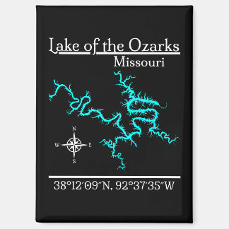 Lake of the Ozarks Missouri Map Coordinates Magnet