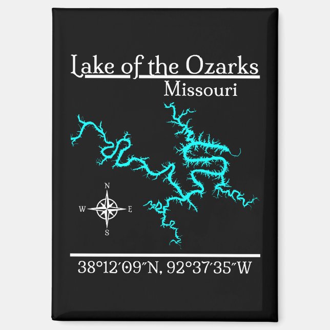 Lake of the Ozarks Missouri Map Coordinates Magnet (Front)