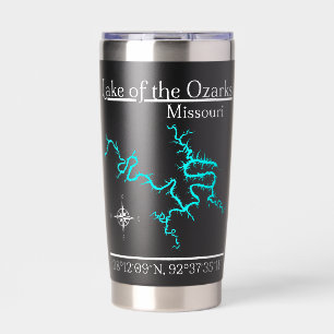 Lake of the Ozarks Missouri Map Coordinates Travel Insulated Tumbler