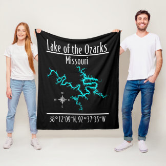 Lake of the Ozarks Missouri Map Fleece Blanket