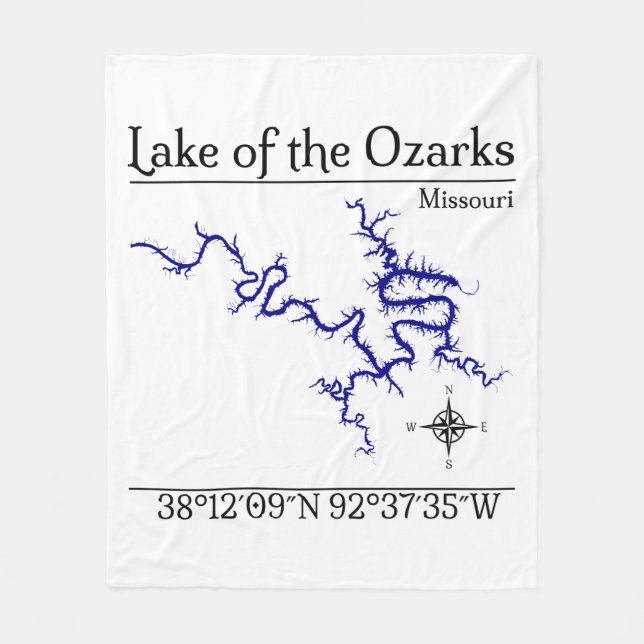 Lake of the Ozarks Missouri Map Fleece Blanket (Front)
