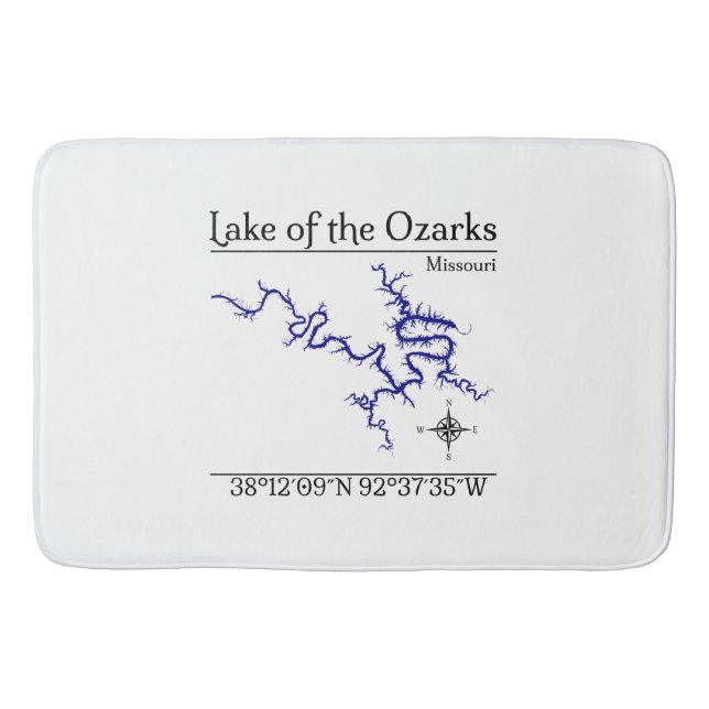 Lake of the Ozarks Missouri Map Large Bath Mat (Front)
