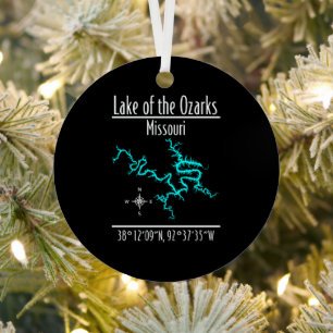 Lake of the Ozarks Missouri Map Metal Ornament