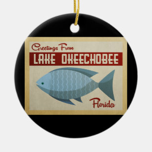Lake Okeechobee Fish Vintage Travel Ceramic Tree Decoration