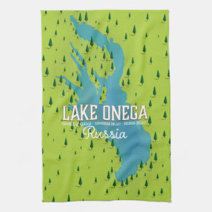 Lake Onega, russia, Travel map Tea Towel