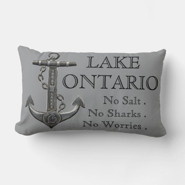 Lake Ontario distressed nautical pirate anchor  Lumbar Cushion (Front)