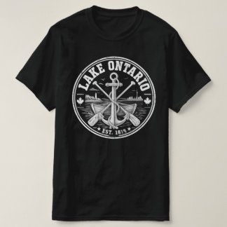 Lake Ontario Est 1615 Vintage Anchor Paddle Badge T-Shirt
