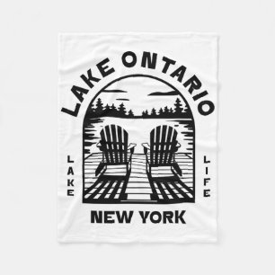 Lake Ontario New York Outdoors Vintage  Fleece Blanket