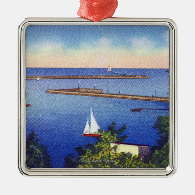 Lake Ontario View Metal Tree Decoration (Front)