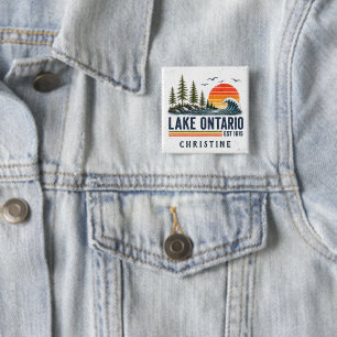 Lake Ontario Vintage Great Lakes Lake Life 15 Cm Square Badge