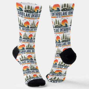 Lake Ontario Vintage Great Lakes Lake Life Socks