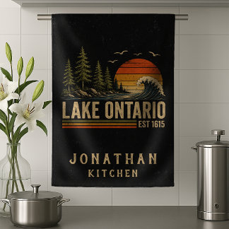 Lake Ontario Vintage Great Lakes Lake Life Tea Towel