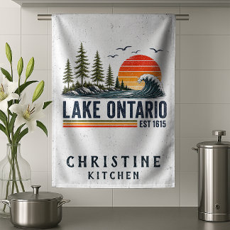Lake Ontario Vintage Great Lakes Lake Life Tea Towel