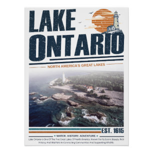 Lake Ontario Vintage Great Lakes Lighthouse Poster