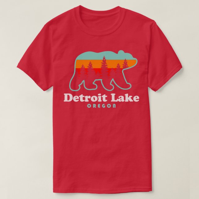 Lake Oregon Bear Retro Sunset T-Shirt (Design Front)