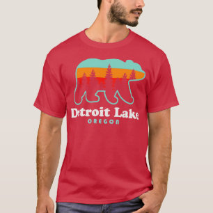 Lake Oregon Bear Retro Sunset T-Shirt