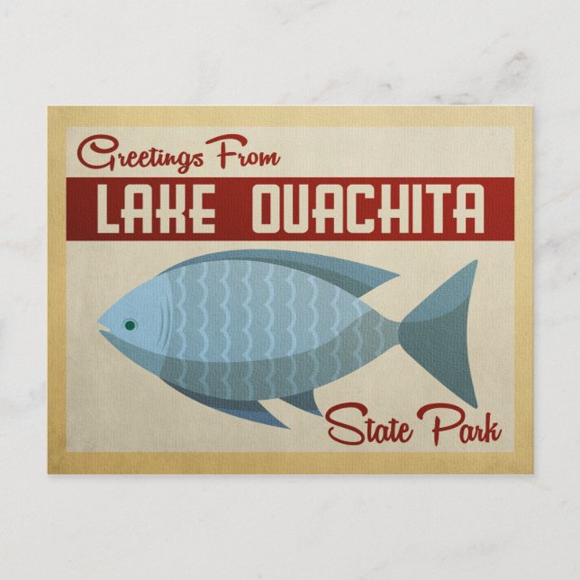 Lake Ouachita State Park Fish Vintage Travel Postcard (Front)