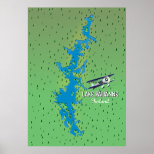 Lake Päijänne Finland beautiful map Poster