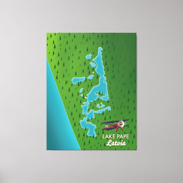 Lake Pape Latvia map Canvas Print (Front)