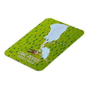 Lake Peipus Estonia and Russia lake map Magnet
