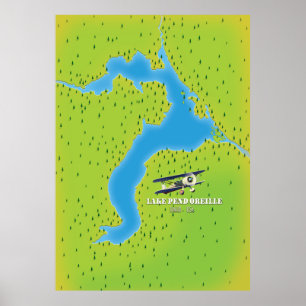 lake pend idaho Lake map Poster