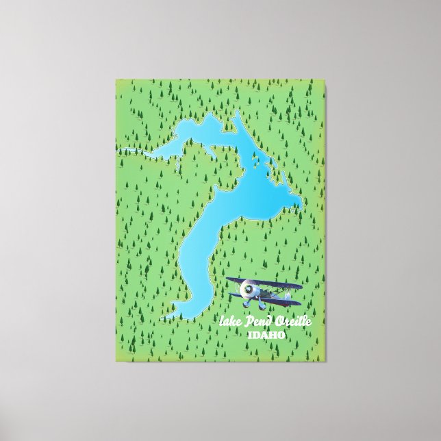 Lake Pend Oreille Idaho map Canvas Print (Front)