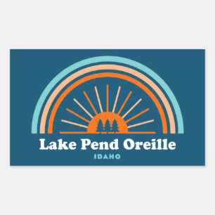 Lake Pend Oreille Idaho Rainbow Rectangular Sticker