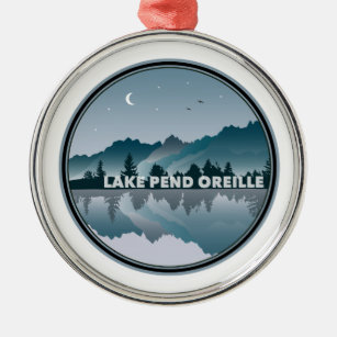 Lake Pend Oreille Idaho Reflection Metal Tree Decoration