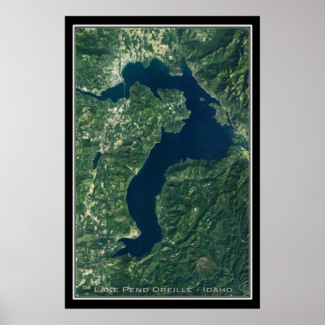 Lake Pend Oreille Idaho Satellite Poster Map (Front)