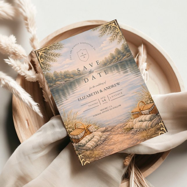 Lake Picnic Forest Elegance Wedding Save The Date (Creator Uploaded)