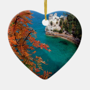 Lake Pictured Rocks Shore Superior Michigan Ceramic Tree Decoration
