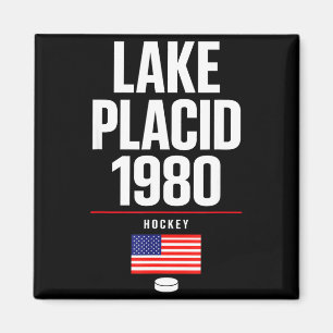 Lake placid 1980 hockey vintage usa puck new york magnet