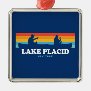 Lake Placid New York Canoe Metal Tree Decoration