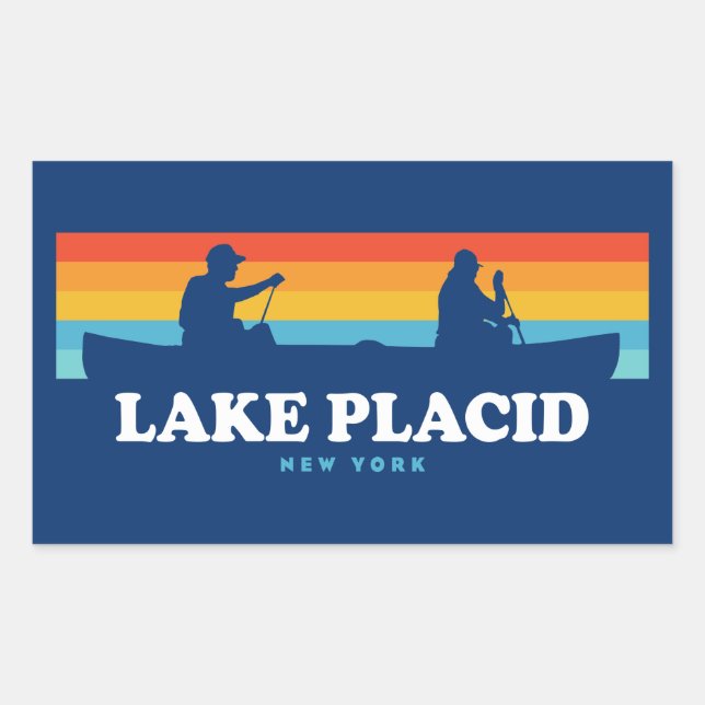 Lake Placid New York Canoe Rectangular Sticker (Front)