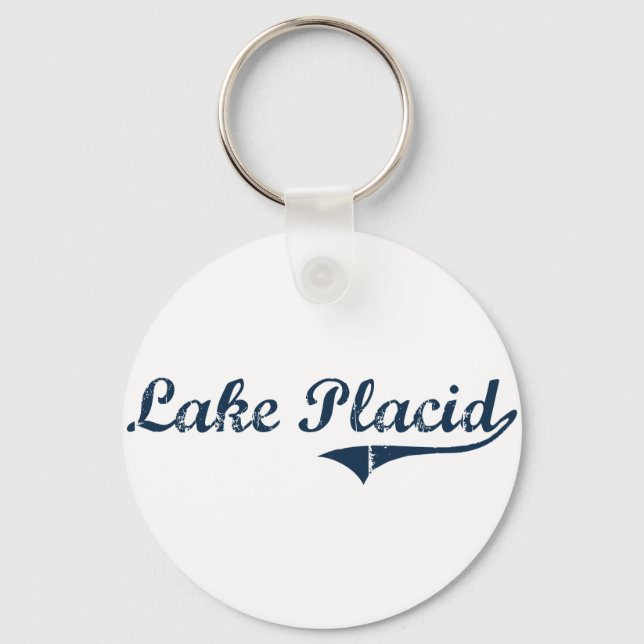Lake Placid New York Classic Design Key Ring (Front)