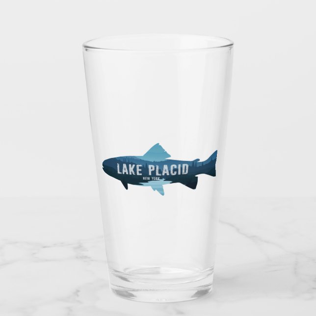 Lake Placid New York Fish Glass (Front)
