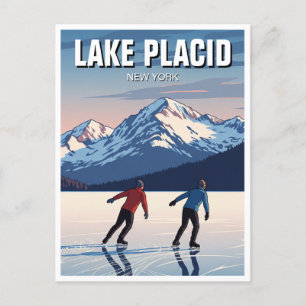 Lake Placid New York Ice Skating Travel Postcard