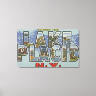 Lake Placid, New York - Large Letter Scenes Canvas Print