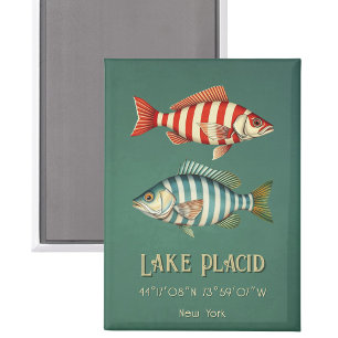 Lake Placid New York nautical fish souvenir Magnet