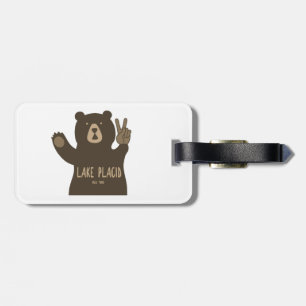 Lake Placid New York Peace Bear Luggage Tag