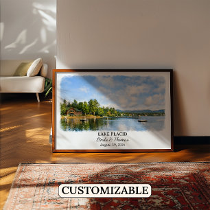 Lake Placid New York Poster, Watercolor, Custom Poster