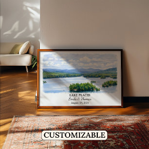 Lake Placid New York Poster, Watercolor, Custom Poster
