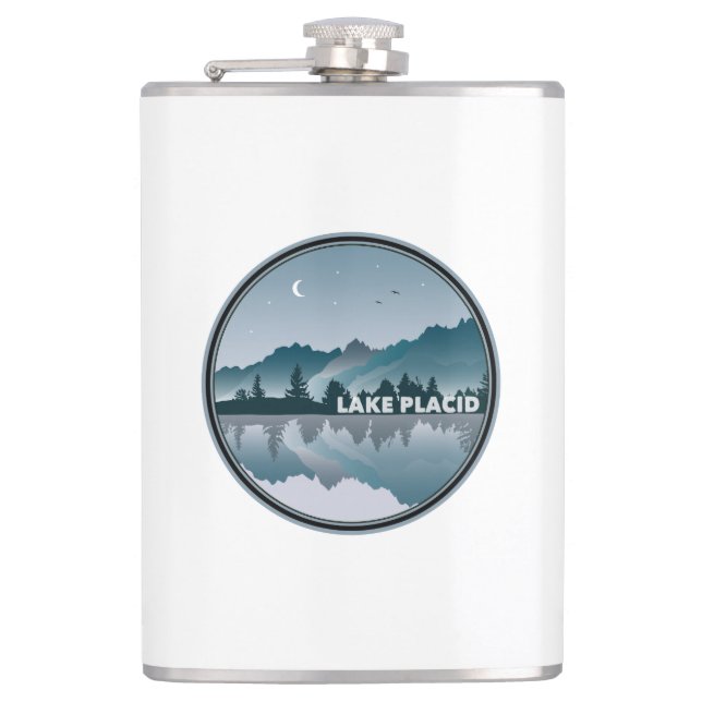 Lake Placid New York Reflection Hip Flask (Front)