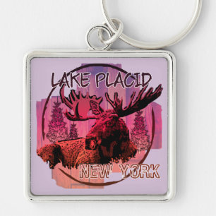 Lake Placid New York rustic moose keychain
