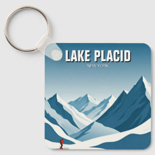 Lake Placid New York Skiing Skier Travel Key Ring