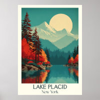 Lake Placid New York Vintage Adirondack Winter Art