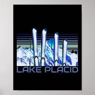 Lake Placid Ski Accessories Retro Lake Placid Skii Poster