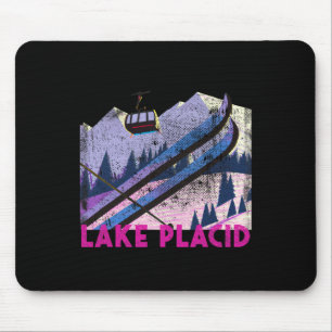 Lake Placid Ski - Vintage Style Lake Placid Skiing Mouse Pad