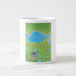 Lake Pontchartrain Louisiana lake map Large Coffee Mug