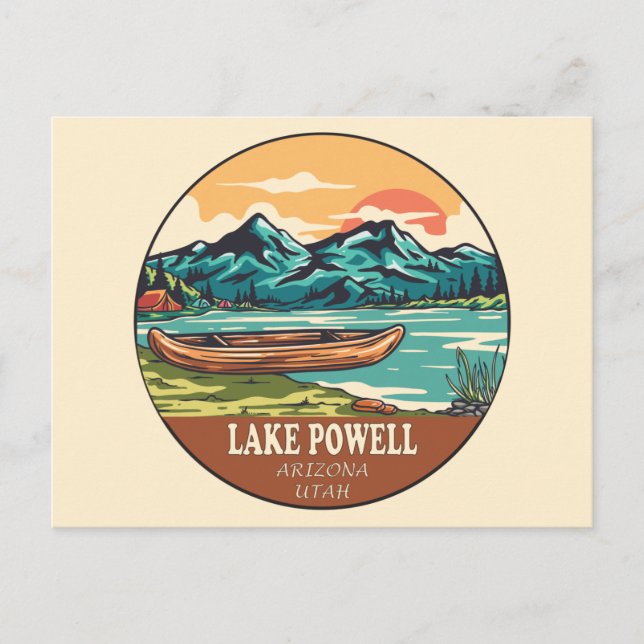Lake Powell Boating Fishing Emblem Postcard (Front)